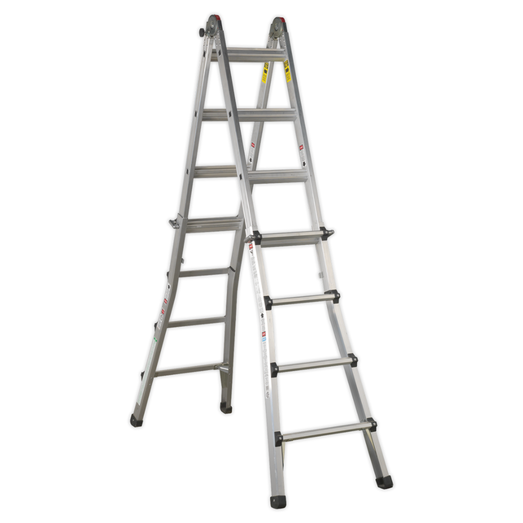 Aluminium Telescopic Ladder 4-Way EN 131 Adjustable Height