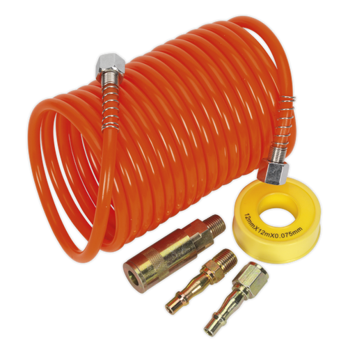 Air Hose Kit 5mtr x Ø5mm PU Coiled with Connectors
