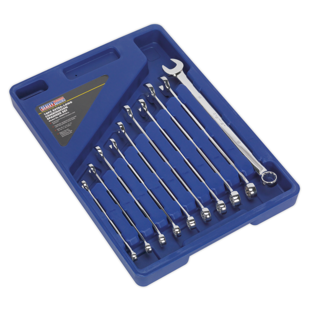 Combination Spanner Set 10pc Extra-Long Metric