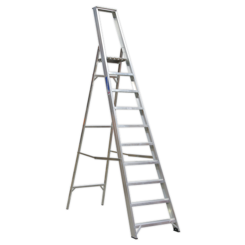 Aluminium Step Ladder 10-Tread Industrial BS 2037-1