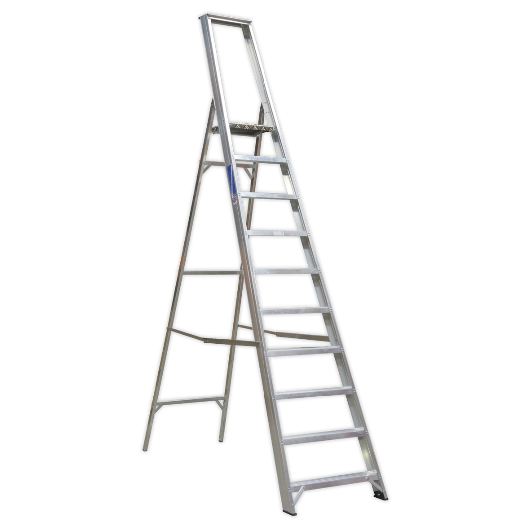Aluminium Step Ladder 10-Tread Industrial BS 2037-1